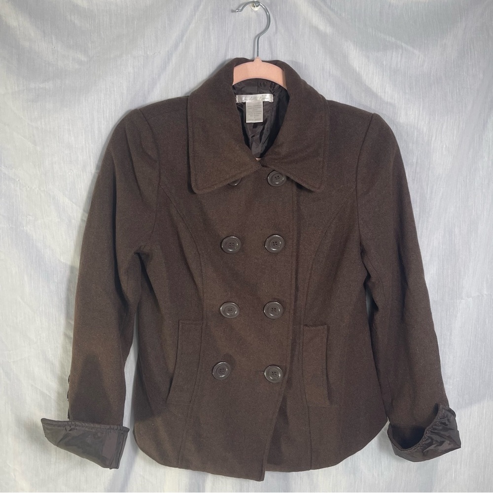 Charlotte Russe Classic Charm in Cocoa Wool/DoubleBreastedPeacoat Jacket Women-S